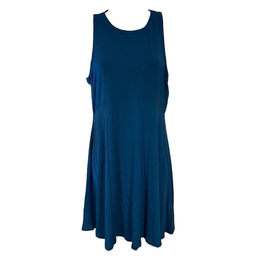 Athleta Santorini Thera Dress M Medium Dark Lapis Blue Casual Sleeveless Knit - Picture 2 of 8